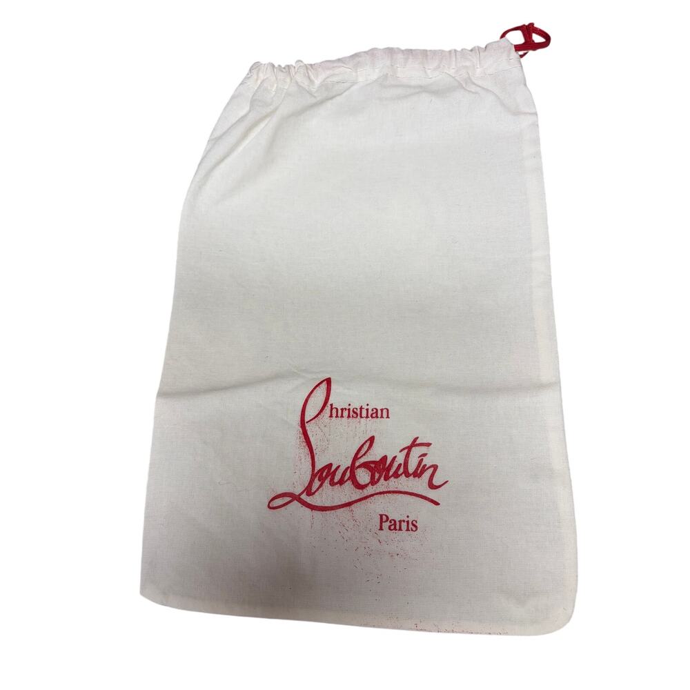 Christian Louboutin Paris Dustbag‎ White Red Logo Drawstring 11x14 Shoe Bag